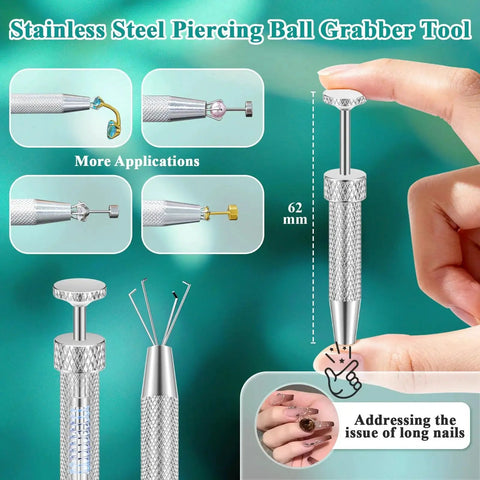 Upgraded Anti Slip Piercing Grabber Tool For Easy Jewelry Changes 16G 18G 20G Stainless Steel with firm grip in use