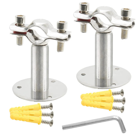 Piutouyar two-piece stainless steel wall/ceiling pipe support brackets for 19mm pipe with screws, wall anchors and hex key