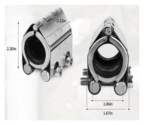 Emergency Pipe Repair Clamp Kit For Plastic And Metal Pipes Easy Install Leak Sealer, stainless steel, dimensions shown.