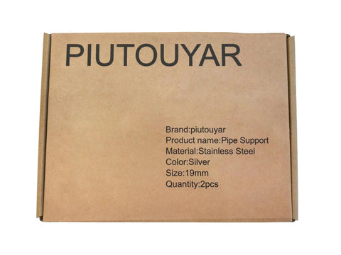 Pipe support packaging box; Piutouyar brand, stainless steel, silver, 19mm, 2pcs