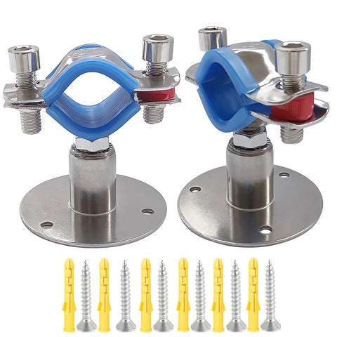 2-pack wall and ceiling pipe supports, 304 stainless steel, adjustable 30–60mm, fits 15–19mm OD pipes