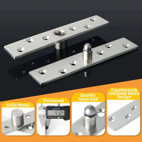 6 Inch Pivot Door Hinges 360 Degree Rotation Hidden Hinges Heavy Duty Stainless Steel Brushed Finish 2 Pack Concealed Mount