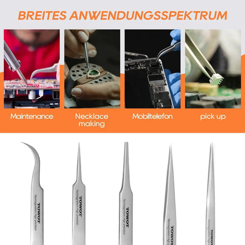 Precision Stainless Steel Pointed Tweezers For Craft, Electronics, Soldering, Jewelry Making, And Industrial Use