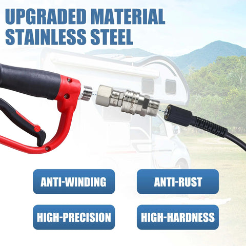 Beast Pro Grade Pressure Washer Adapter Kit With 360 Swivel M22 14mm To 3/8 Inch Quick Connect Stainless Steel in use