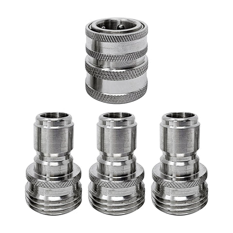 MTM Hydro 4-piece stainless steel garden hose quick-connect adapter set with 3/4-inch fittings