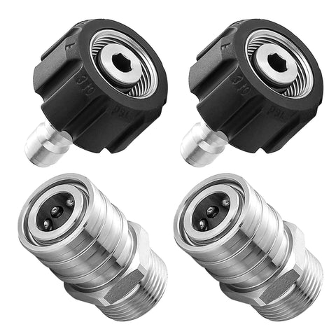 RIDGE WASHER pressure washer adapter set, stainless steel M22 to 1/4 in quick-connect, gun-to-wand, 4 pcs