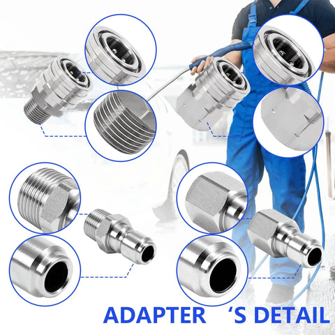 RIDGE WASHER 8-piece stainless steel pressure washer adapter set; 3/8 in quick-connect, male/female NPT fittings