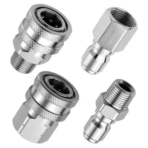 Senlinyu four 3/8-inch stainless steel pressure washer quick-connect adapters with NPT threads