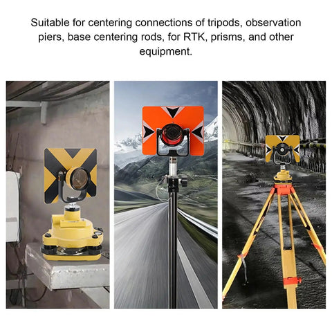 Total Station Prism Adapter Quick Release in stainless steel mounted on tripods for RTK surveying tools and measurement stability
