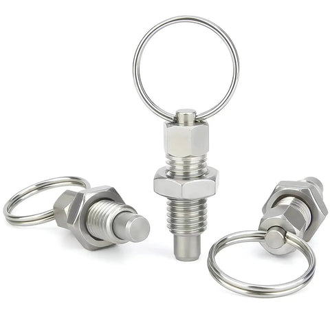 Beefy Heavy Duty Stainless Steel Pull Ring Indexing Plungers Set Of 4 M10 Retractable Spring Loaded Plungers Quick Release Pins