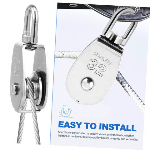 3pcs Stainless Steel Pulley Single Block Lifting Pulley Heavy Duty Cable Pulley Roller for Rope Rigging Block close-up