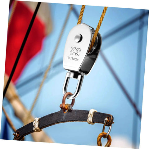 3pcs Stainless Steel Pulley Single Block Lifting Pulley Heavy Duty Cable Pulley Roller for Rope Rigging Block in use