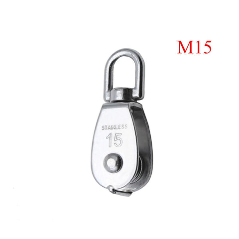 Stainless Steel Pulley M50 Single Wheel Swivel Lifting Rope Pulley Set Lifting Wheel Tools(M50), side view, 304 stainless steel.