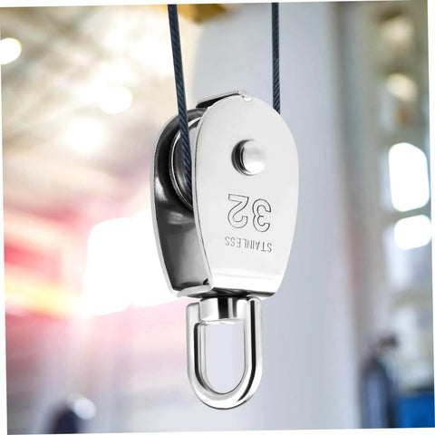 3pcs Stainless Steel Pulley Single Block Heavy Duty Cable Pulley for Rope Swivel Roller in use with ropes in industrial setting