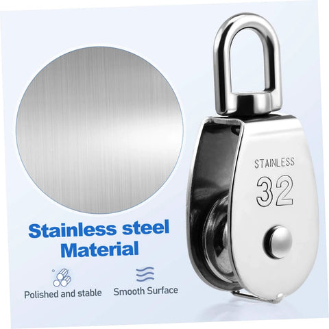 304 Stainless Steel Single Block Pulley 3 Pack Heavy Duty Swivel Pulley for Lifting Rope Pulling and DIY Projects with material detail