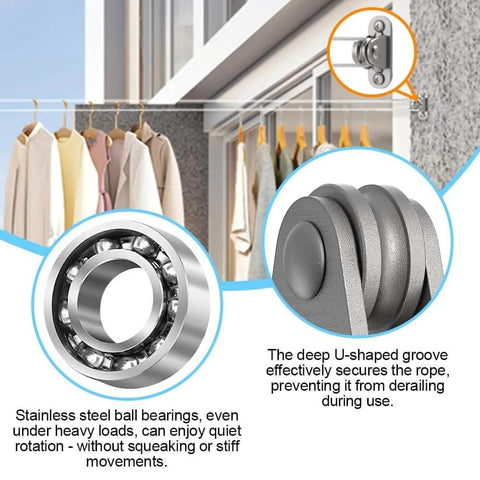 Small Pulley Block, 4 Pack 304 Stainless Steel Pulley Wheel with Ball Bearings and Mounting Screws for Rope in use