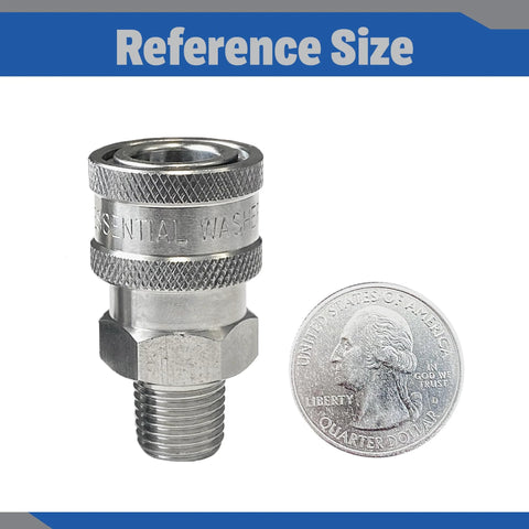 Stainless steel 1/4 in quick-connect male NPT fitting with knurled collar; pressure washer fitting, 5000 PSI, set of 2