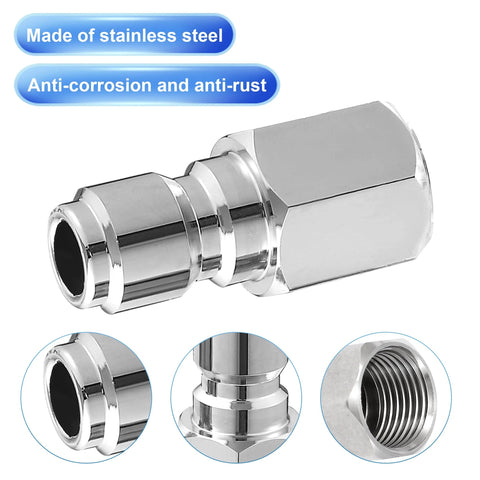 Tool Daily pressure washer coupler, 1/4 in quick-connect plug to 1/4 in female NPT, stainless steel, 5000 PSI, 2-pack
