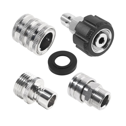 Aezpc pressure washer quick-connect adapter kit, 8 stainless steel fittings with swivel and rubber gasket