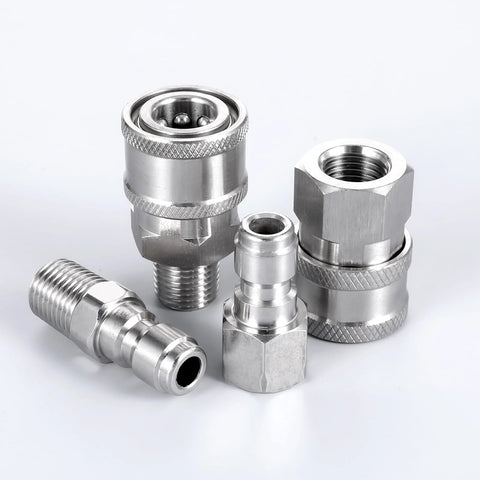 4-piece stainless steel pressure washer quick-connect fittings with NPT 1/4 inch threads