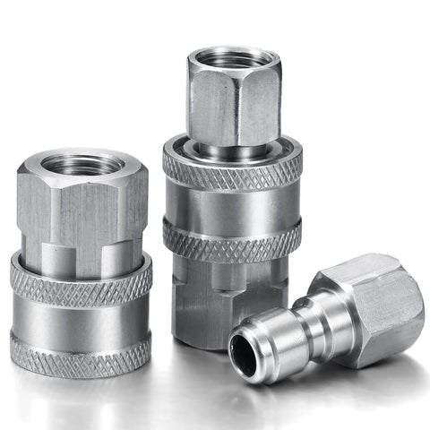 Shimeyao 2-set 1/4 in NPT pressure washer quick-connect fittings; metal male and female adapters
