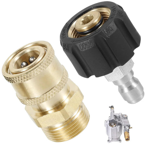JUNXILPPD 2-pack pressure washer hose adapters, brass M22 to 1/4in quick-connect, up to 4500 PSI
