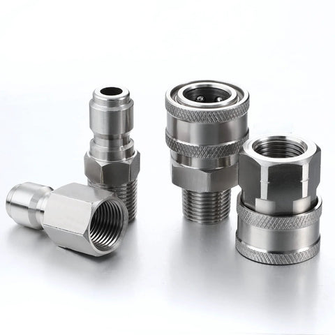 Hotop 2-set stainless steel NPT 3/8 inch quick connector kit with male and female pressure washer adapters