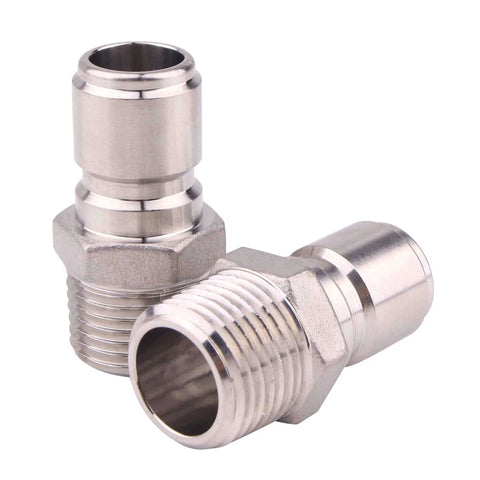 Two Pack Stainless Steel Quick Disconnect Male NPT One Half Inch Brewing Connector Sanitary Fitting For Homebrew, Heavy Duty 304 Stainless