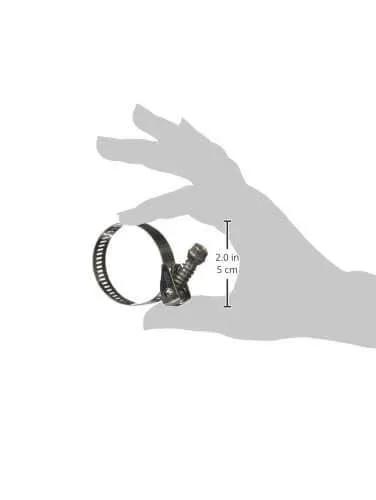 Stainless Steel Quick Release Worm Drive Clamp Set From Three Quarters Inch To One And Three Quarters Inch Diameter Nine Sixteenths Inch Wide Pack Of Ten With 410 Stainless Steel Screws Ideal For Closed System Applications in hand showing size