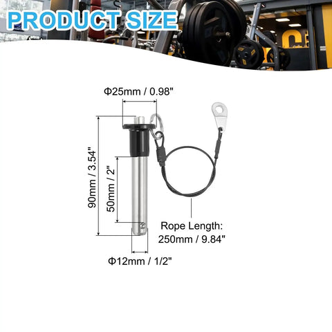 1/2 Inch Diameter 304 Stainless Steel Quick Release Pin With 2 Inch Usable Length included lanyard cable dimensions