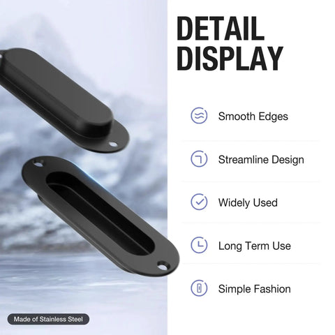 Stainless Steel Recessed Finger Pull Handle Half Inch Deep detail display with smooth edges and streamline design.