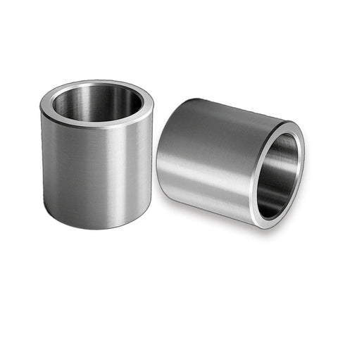 Five Eighth Inch To One Half Inch Stainless Steel Reducer Bushing Set Of Ten Round Metal Spacers for screws and rods, close-up view.