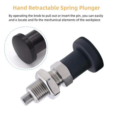 Two Pack Stainless Steel Retractable Ball Nose Spring Plunger with Return Knob, M12 Thread 1.5 Pitch, for precise machinery positioning