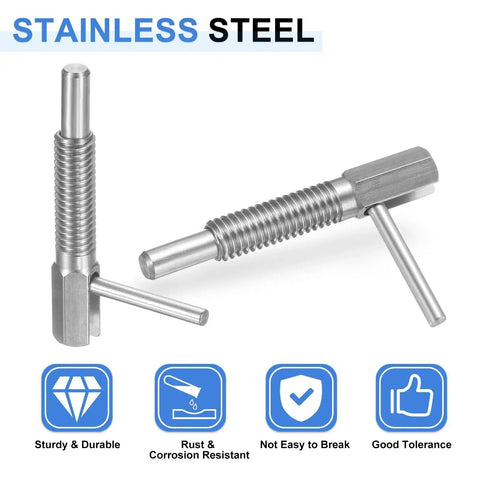 Retractable Indexing Plunger Pins Set uxcell M6 Stainless Steel Spring Loaded Latch Telescoping Locking Pins for Machinery and Shipbuilding