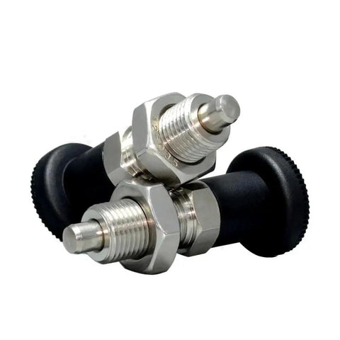 Two Pack Stainless Steel Retractable Ball Nose Spring Plungers with Return Knobs, M12 Thread 1.5 Pitch, for Precise Positioning