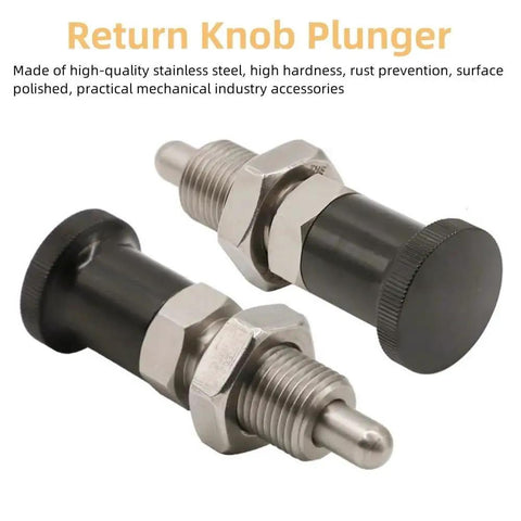 Stainless Steel Ball Nose Spring Plunger Set 2 Pack Retractable Hand Operated Indexing Pins Non Locking Push Fit Plungers For Industrial Equipment M10 Threads Rust Proof Positioning And Fixing Hardware Precision Machined Design For Easy Mounting In Jigs close-up