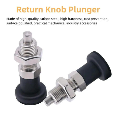 Two Pack Stainless Steel Retractable Ball Nose Spring Plungers With Return Knobs, Spring Loaded Pin, M12 Thread 1.5 Pitch