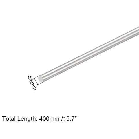 Stainless Steel Round Rods 6mm X 400mm Pack Of 5 For DIY Crafts And Model Projects Like Planes Cars And Helicopters 304 Stainless Steel Solid Shaft Rods For Gear Shafts And Motors, single rod close-up