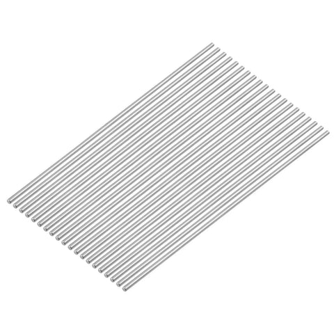 Stainless Steel Solid Rods Set 3mm Diameter 100mm Length 304 Grade Pack Of 20 Lathe Bar Stock For DIY Machining, arranged flat.