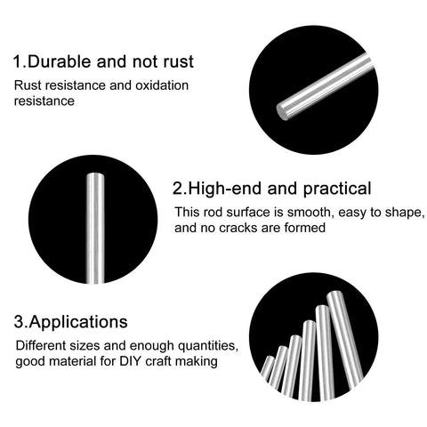 Sturdy 304 Stainless Steel Round Rods For DIY Models And Craft Projects Pack Of 10 1.8mm By 300mm Solid Shafts For Model Cars Planes