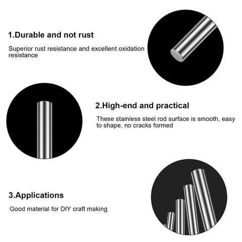 Sturdy 8.0mm By 100mm Stainless Steel Rods Set Of 6 For DIY Crafting And Model Making 304 Solid Shaft Lathe Bar Stock
