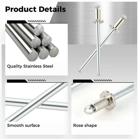 Product image of 2 Piece Stainless Steel Rosette Rivets for Decorative Metal Fasteners and Door Tag Hardware details
