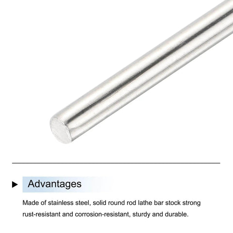 Close-up of 5 Pieces 4.5mm X 100mm 304 Stainless Steel Round Rods Bar For Shaft DIY Crafts And Model Cars Planes Ships Heavy Duty