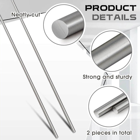 Two Pack 304 Stainless Steel Round Rod 0.236 Inch Diameter 36 Inch Length Beefy Heavy Duty Solid Round Shaft Bar, DIY Crafting and Machining