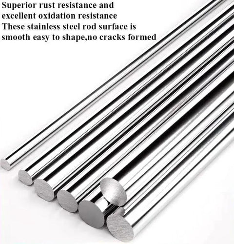 Two Pieces 16 Inches Long 0.25 Inch Diameter 304 Stainless Steel Solid Round Rods For DIY Craft And Metal Working Durable Rust Resistant Weldable Smooth Finish