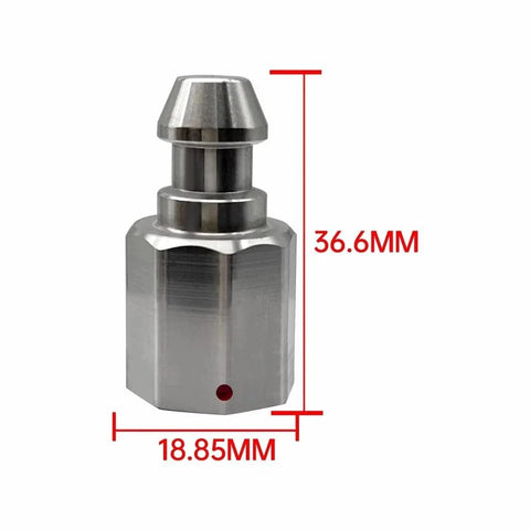 Close-up of stainless steel Two Pack RTK GPS GNSS Quick Release Adapter Quick Disconnect for Trimble and Topcon.