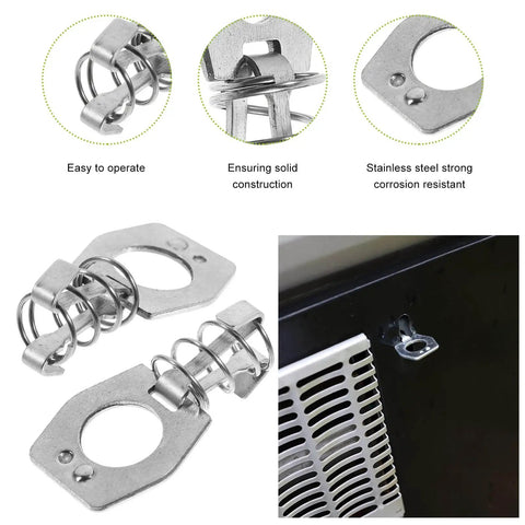 Secure, vibration-resistant cam lock keeps RV water heater doors firmly closed on the road, with stainless steel universal latch fastener