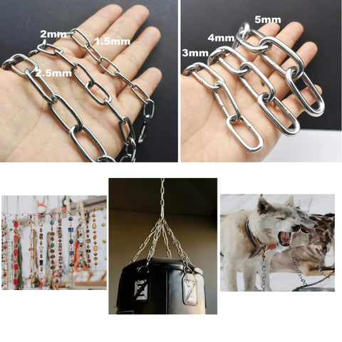 ✝️ 1/16 inch(1.5mm) Wire Diameter Stainless Steel Safety Chains 20 inch Long Link Rings Light Duty for Hanging