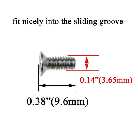 Detailed view of stainless steel screw from 25mm diameter bearing steel shower door wheels with nylon rollers, labeled dimensions