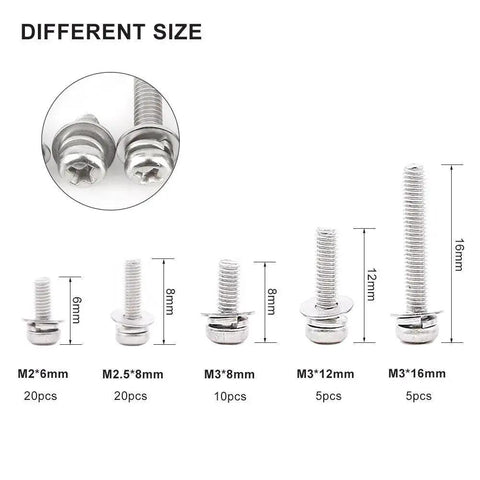 Assorted sizes of 304 Grade Stainless Steel Screw And Nut Kit With 160 Pieces M2 M2.5 M3 M4 M5 for DIY projects